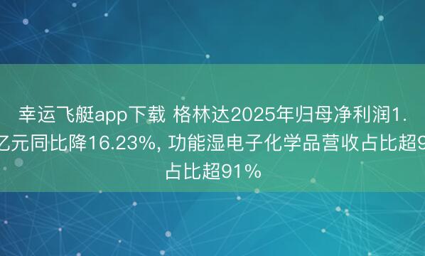 幸运飞艇app下载 格林达2025年归母净利润1.23亿元同比降16.23%, 功能湿电子化学品营收占比超91%